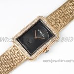 Replica Chanel Ladies Boy·friend Bvf Black Dial And Yg Diamond Bezel Swiss Quartz Movement (2)