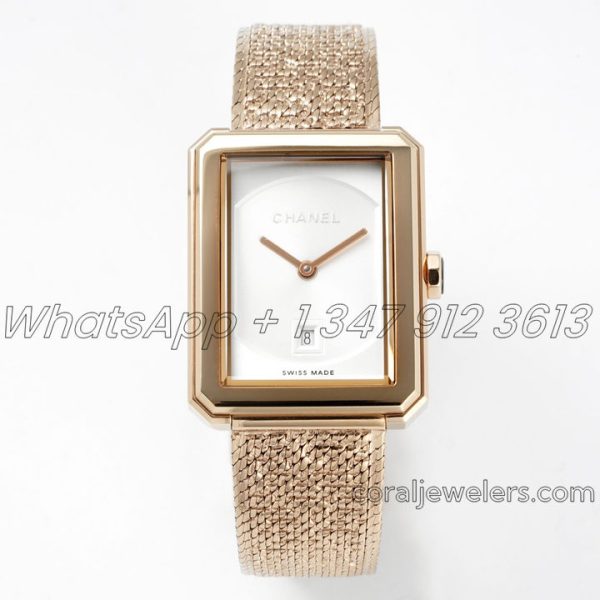 Replica Chanel Ladies Boy·friend Bvf White Dial And Yg Bezel Swiss Quartz Movement (1)