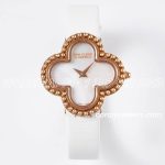 Replica Van Cleef & Arpels Alhambra Bvf 30.2mm Mop Dial In Rose Gold In White Strap (1)