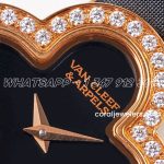 Replica Van Cleef & Arpels Alhambra Bvf 30.2mm Mop Dial In Rose Gold With Diamond In Black Strap (3)