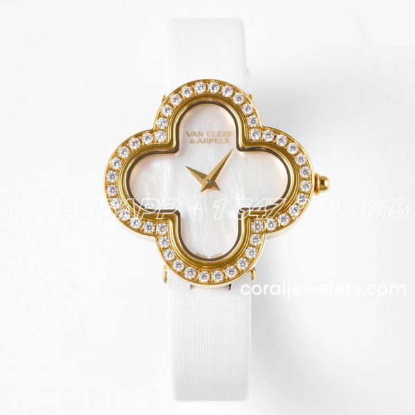 Replica Van Cleef & Arpels Alhambra Bvf 30.2mm Mop Dial In Yellow Gold With Diamond (1)