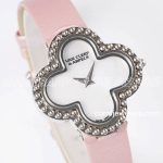 Replica Van Cleef & Arpels Alhambra Bvf 30.2mm White Dial In Steel On Pink Strap (2)