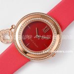 Replica Van Cleef & Arpels Charms Bvf 253238mm Red Dial In Steel Diamond Bezel (2)