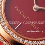 Replica Van Cleef & Arpels Charms Bvf 253238mm Red Dial In Steel Diamond Bezel (4)