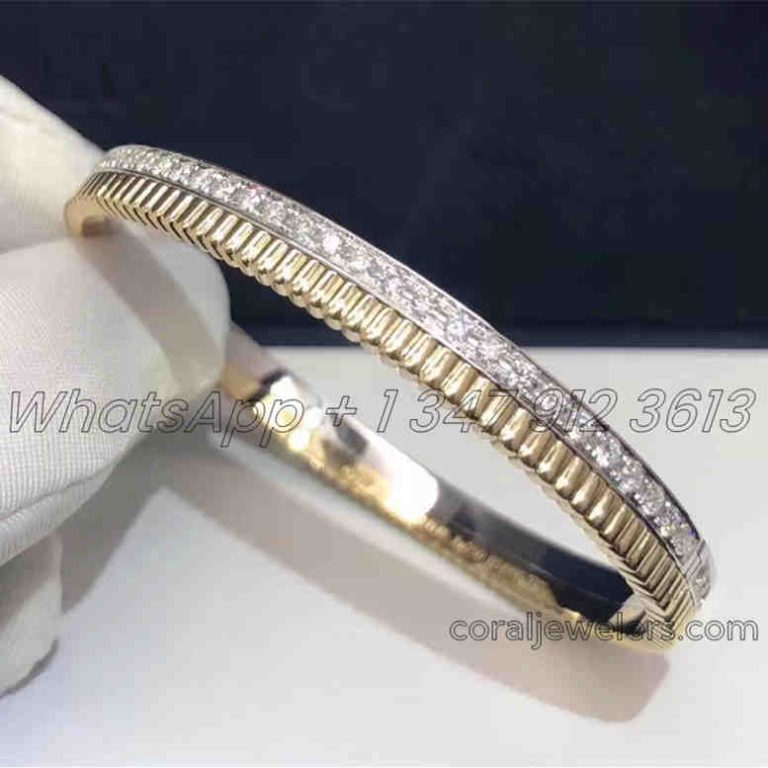 Boucheron Quatre Radiant Edition Yellow And White Gold Diamond Bangle Jbt00385 (1)