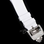 Replica richard mille rm 007 automatic ladies with diamond bezel in steel on white rubber strap (11)