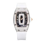 Replica richard mille rm 007 automatic ladies with diamond bezel in steel on white rubber strap (17)