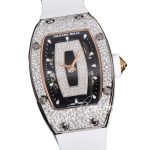 Replica richard mille rm 007 automatic ladies with diamond bezel in steel on white rubber strap (18)